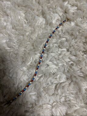 Joan Rivers Gold-Tone Bracelet with Red and Blue Stones